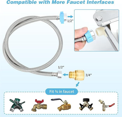 FHTONGE 304 Stainless Steel Automatic Water Dispenser with Drainage for Outdoor Big Dog, Large Auto Fill Dog Waterer Float Valves for Livestock Poultry Horse Cow Goat Pig Chicken Duck Rabbit Drinking