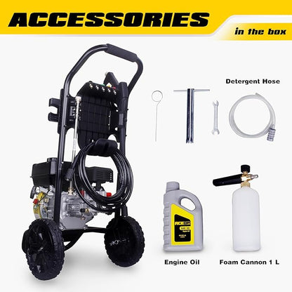 Aceup Energy 3400 PSI Gas Pressure Washer Gas Power Washer 2.6 GPM 212cc 1L Foam Cannon 4 Nozzles for Garden, Cars, Homes, Fences