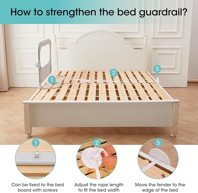 Baby Bed Rail Guard for Toddlers - 47" Toddler Bed Side Rails for Twin, Full, Queen Bunk Size Bed Swing Down Bedrail Extral Tall Child Safety Side Railing Guards for Kids