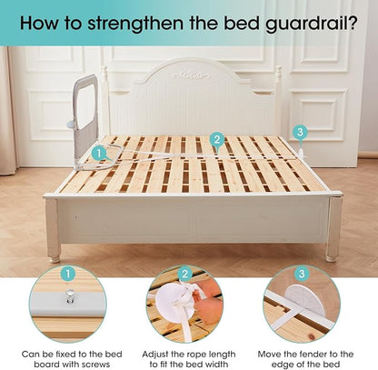 Baby Bed Rail Guard for Toddlers - 47" Toddler Bed Side Rails for Twin, Full, Queen Bunk Size Bed Swing Down Bedrail Extral Tall Child Safety Side Railing Guards for Kids