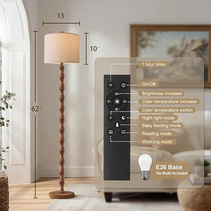 BOBOMOMO 62" Rustic Farmhouse Floor Lamp