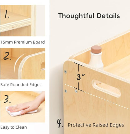 OOOK Montessori Weaning Table and Chair Set, Kids Activity Wooden Toddler Table and Chair, for Eating, Reading, Drawing, Play, Step Stool, Montessori Furniture for Toddlers 1-3