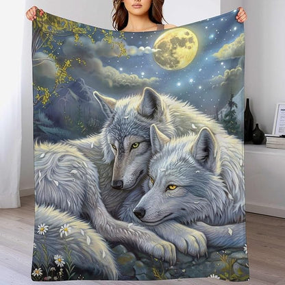 Wolf Blanket Wolves Gifts for Girls Boys Woman Kids Wolf Animal Lover Throw Blankets Soft Blanket Warm Fleece Flannel Plush Blankets for Bed Sofa Couch 40"x50"