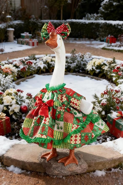 Christmas Porch Goose Outfit - 23" Goose Costume Festive Outfit for Cement Plastic Goose Statue – Funny Outdoor Decor,Lawn Yard Decor,Patio & Christmas Garden