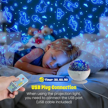 Night Light Projector,Night Light for Kids Room with Remote and Timer,360° Rotation,3 Projection Films,18 Light Modes,8 Lullaby Songs,Kids Night Lamp, Birthday Christmas Gifts for Boys Girls (white)