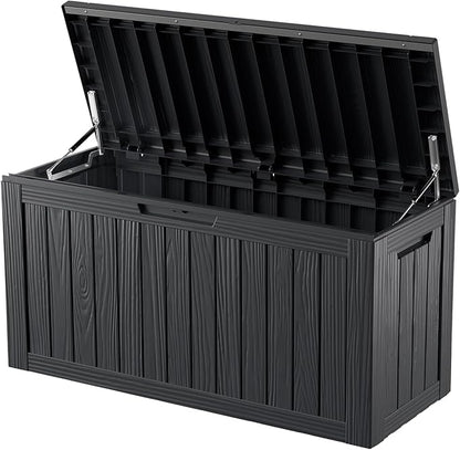 80 Gallon Outdoor Cushion Storage - Waterproof Deck Storage Box & Patio Storage Box, SpaceMax Resin Chest with Lock for Pool/Garden Tools, UV-Resistant, Onyx Black