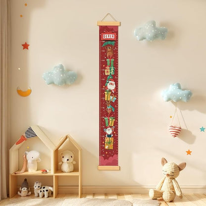 Personalized Name Child Height Wall Chart, Baby Height Growth Chart Wall, Height Chart for Wall Room Wall Decor（Santa Claus Gifts）