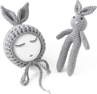 Jastore Infant Newborn Photography Prop Photo Crochet Boys Girls Knit Toy Rabbit Hats