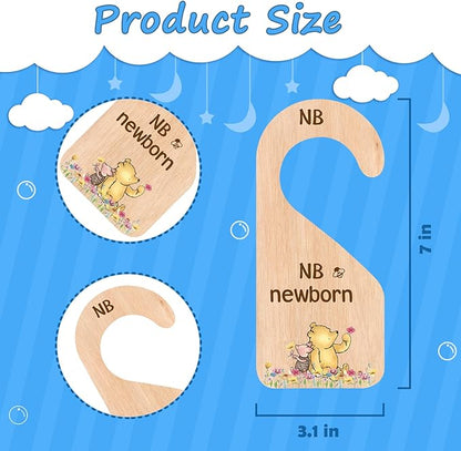 PAMBO The Winnie Bear Baby Closet Dividers, Clothes Organizer for Baby Nursery Decor Wooden Hanger for Newborn Baby Stuff From 0-24+ Months