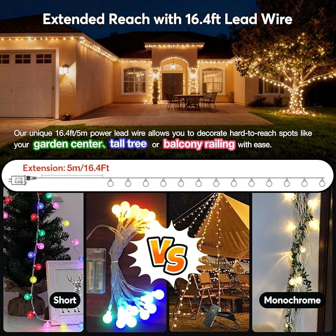 Globe String Lights Plug in 116 Ft. 200 LED 8 Modes