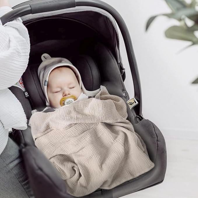 lulumoon Baby Blanket for Newborns: Muslin Swaddle for Receiving Neutral - Crib Quilt for Travel Boy & Girls 30"x40"(Ivory)