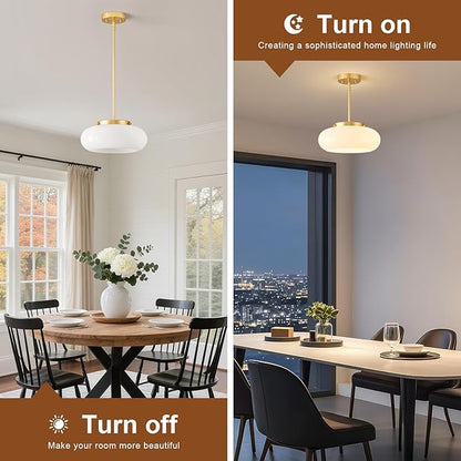 Mid-Century Modern Gold Semi Flush Mount Ceiling Light, 3-Light Kitchen Light
