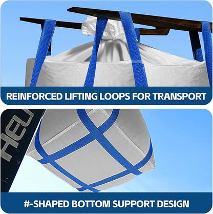 10 Packs FIBC Bulk Bags,Holds up to 4400 lbs Construction Bags Heavy Duty,210-Gallon Woven Polypropylene Dumpster Bag for Industry Agriculture and Construction,Sealable Top