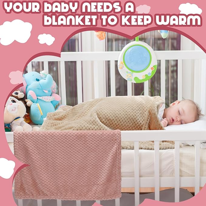 Frienda 4 Pcs Baby Fuzzy Blanket Fluffy Baby Blanket for Boys Girls Soft Warm Infant Newborn Toddler Receiving Nursery Bed Supplies, 32 x 24 Inch(Beige Brown Color)