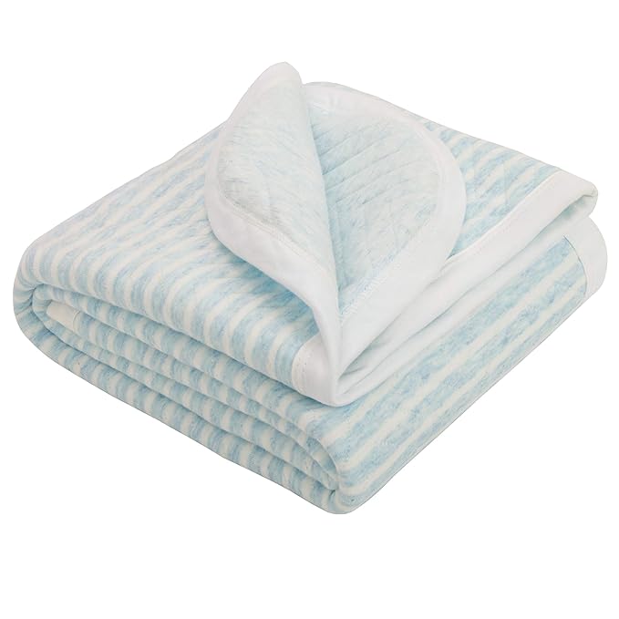 NTBAY Jersey Cotton Quilted Toddler Blanket, Breathable and Warm for Boys and Girls Baby Blanket, 30x40 Inches, Blue