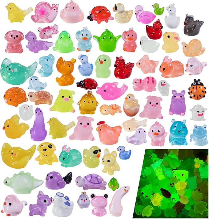 72 Styles Mini Resin Animals 72pcs Variety Tiny Animals Figures Miniature Little Small Figurines Bulk for Micro Fairy Garden Landscape Accessories Hide Decor Aquarium