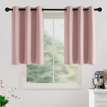 NICETOWN Blush Pink Room Darkening Curtains 36 Inches Long 2 Panels for Girls Room, Bedroom, Nursery Thermal Insulated Blackout Drapes Solid Grommet Noise Reducing Window Curtains, W40