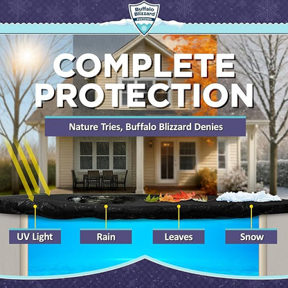 Buffalo Blizzard Economy 18 ft x 36 ft Rectangular Winter Pool Cover | Black/Blue | Closing Inground Swimming Pools | Easy to Install | Heavy Duty, Cold & UV Resistant | Shields from Seasonal Debris