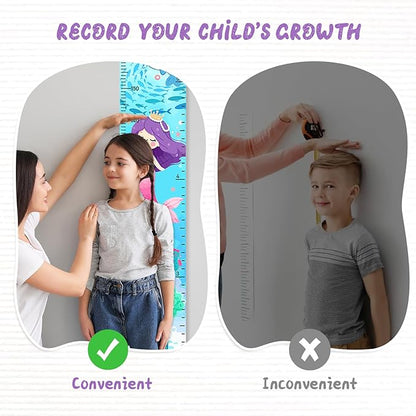 Personalized Name Height Chart for Kids, Kids Growth Chart for Wall, 59" X 7.9" Canvas Removable Height Chart Measuring Ruler for Kids & Baby(Painted Ocean）