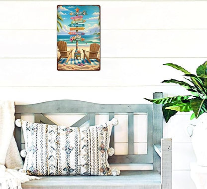 Generic Beach Surfing Vintage Signs Life Is Too Short to Be Anything but Happy Metal Tin Sign for Cafe Home Bar Beach Farmhouse Porch Art Wall Decoration 8x12 Inch