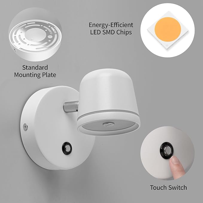 Aisilan Wall Sconce, Hardwired Touch Dimmable Wall Light
