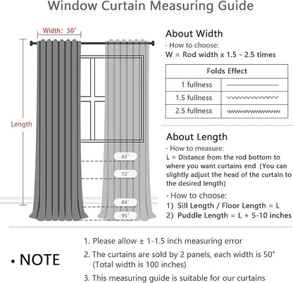 MEETSKY Boho Blackout Leaves Patterned Curtains 84 Inch Long 2 Panels Set for Bedroom, Room Darkening Dark Grey Drapes for Living Room, Thermal Insulated Rod Pocket Back Tab Window Treatment, 50"Wide