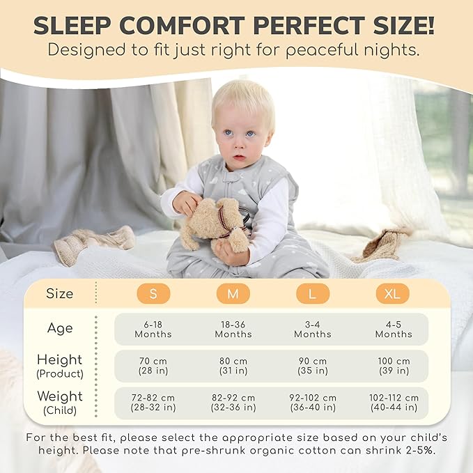 Mama Cheetah Toddler Sleep Sack with Feet 3T-4T, 1.0 TOG Organic Cotton Baby Wearable Blankets with Legs, Baby Sleeping Bag for Walkers, Early Walker Large