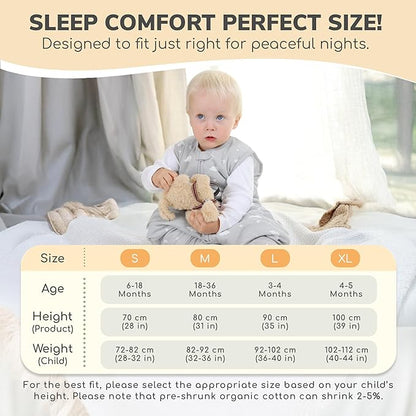 Mama Cheetah Toddler Sleep Sack with Feet 3T-4T, 1.0 TOG Organic Cotton Baby Wearable Blankets with Legs, Baby Sleeping Bag for Walkers, Early Walker Large
