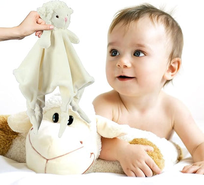 CREVENT 2pcs Soft Plush Animal Face Security Blankets for Boys and Girls, Great Gifts for Birthday Baby Shower (Sheep + Elephant)