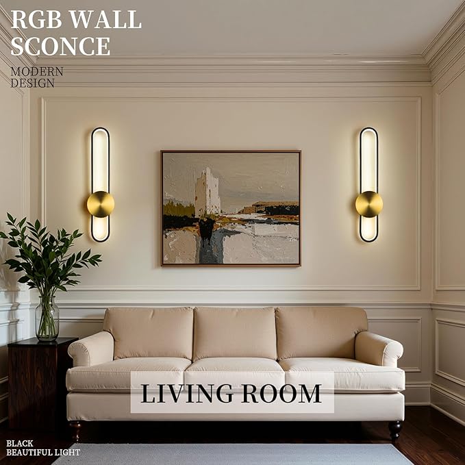 JAYMP RGB Modern Wall Sconce Dimmable Remote Control LED Wall Light Fixture