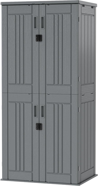 Heavy Duty Tall Storage Cabinet Outdoor Weatherproof, 28 Cuft Garage Storage Cabinet with 4 Adjustable Shelves, Lockable Kitchen Pantry Closer Organizer, 31Wx23Lx66H, Sage Grey