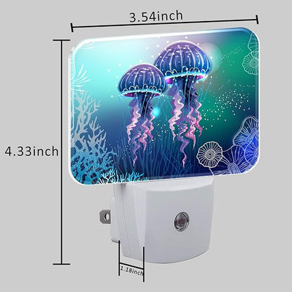 Glowing Jellyfish in Deep Sea Night Light