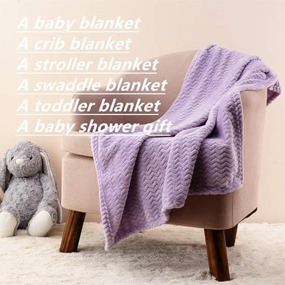 CREVENT 30''X40'' Soft Cozy Warm Baby Blankets for Boys Girls Solid Color - All Season Use - Newborn Essentials (Wave Lanveder)