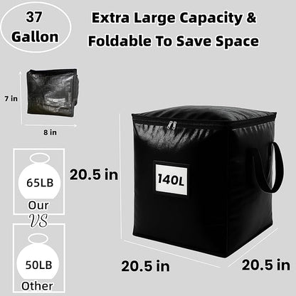 3 Pack 140L Storage Bags for Clothes, Moving Bags Heavy Duty Extra Large with Reinforced Handle, Storage Containers for Organizing Bedding, Blanket, Sheets, Pillows, Toys, Christmas Decorations