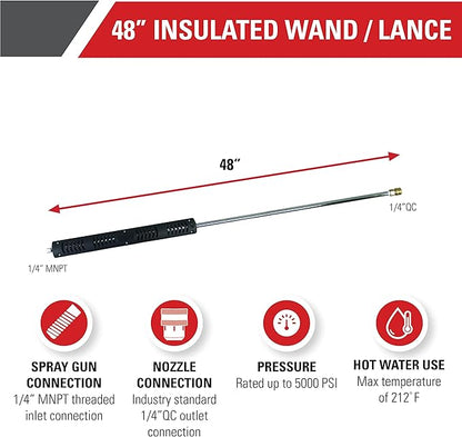 Simpson Cleaning 80179 Universal 48-Inch Insulated Pressure Washer Wand threaded for Hot and Cold Water use up to 5000 PSI