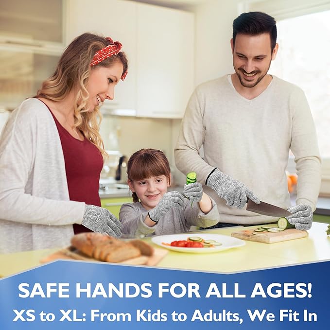 Cut Resistant Gloves, Level 5 Protection, Food Grade Safety Gloves for Mandolin Slicing, Multiple Sizes
