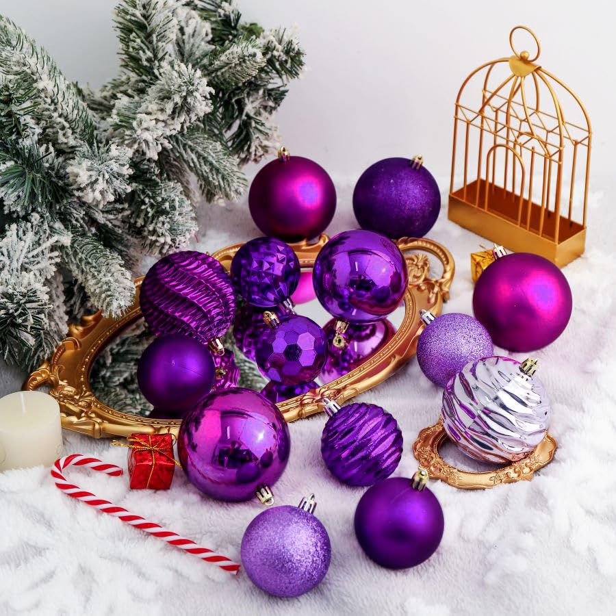 2.36" Purple Christmas Ball Ornaments (34 Count)