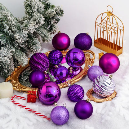 2.36" Purple Christmas Ball Ornaments (34 Count)