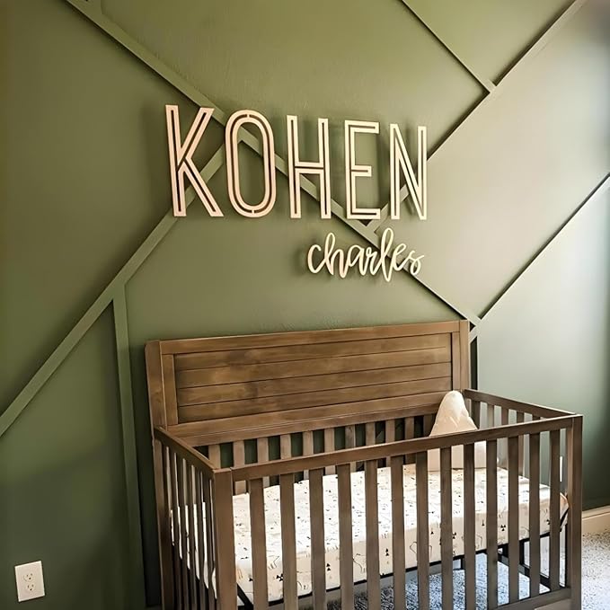 Personalized Wooden Name Sign for Nursery - Custom Name Signs for Kids Room, Personalized Nursery Name Sign - Perfect Room Decoration, Wall Name Decoration & Wedding signs, Family Name Signs
