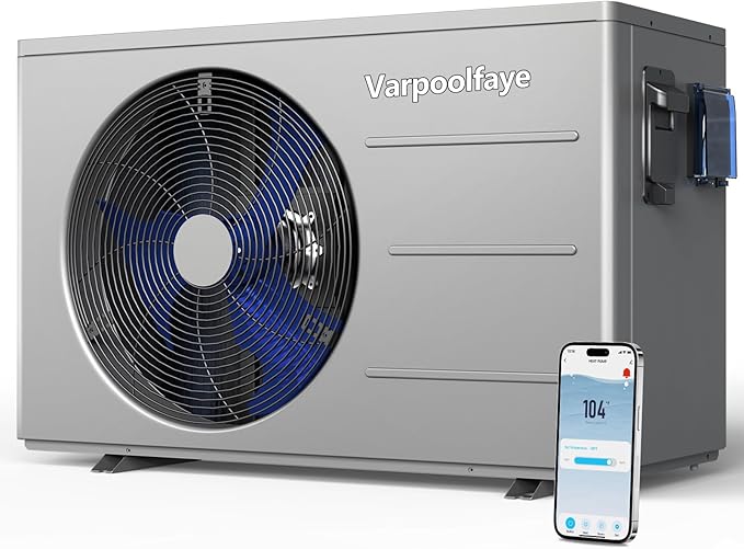 40000 BTU Swimming Pool Heat Pump, 12,000 Gallon Electric Pool Heater Above and Inground Pool,WiFi App Control, Heating or Cooling Pool Heater 220V/60Hz
