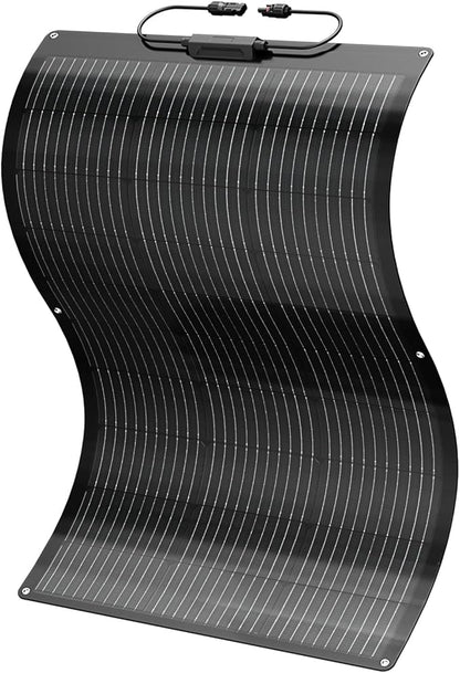 BougeRV Arch 100 Watt Fiberglass Flexible Solar Panel, Portable Bendable 12 Volts 10BB Mono Cell for RV Camping Home Boat Marine Curve Surface Black