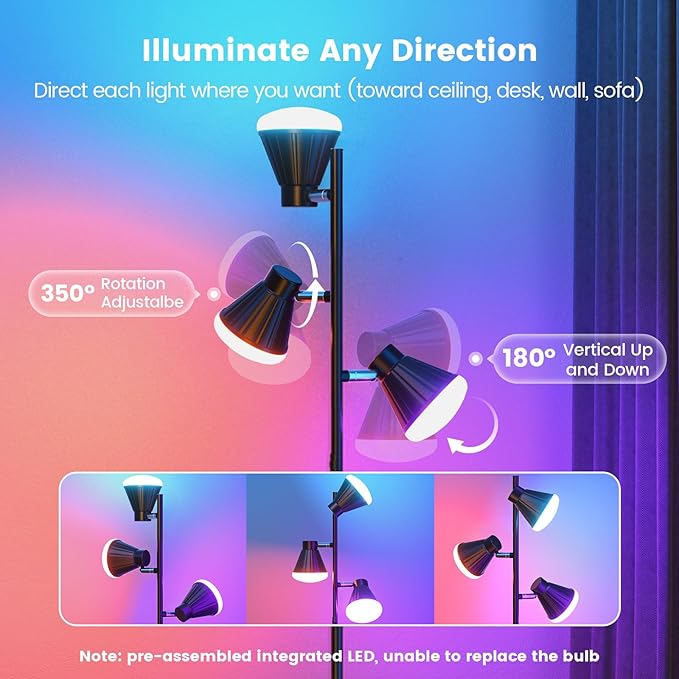 RGB Floor Lamp, 36W LED Dimmable Standing Lamp