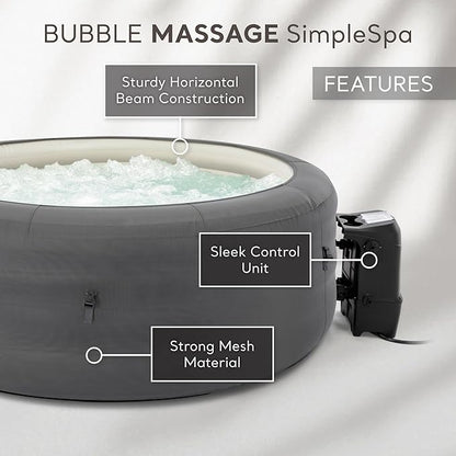 INTEX 28483E SimpleSpa Inflatable Hot Tub 4 Person Bubble Massage Spa: Includes Insulated Cover – Built-in QuickFill Inflation – Soothing Jets – 77" x 26"