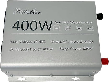Pure sine Wave Inverter DC 12V Input and AC 110V Output with LCD Display, USB Output Port, Type-C Output Port (400W)