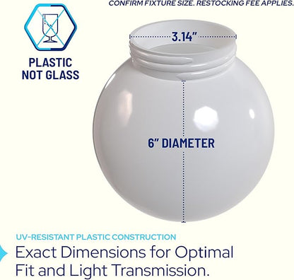 KastLite 6" White Acrylic Globe Lens