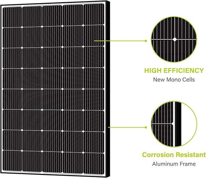 Newpowa 250W Solar Panel Monocrystalline for 12V 24V Norminal System with High-Efficiency Voltage Boost 15V Cells Works Best with MPPT Controller Charger Off-Grid for RV Marine Boat 250 Watts