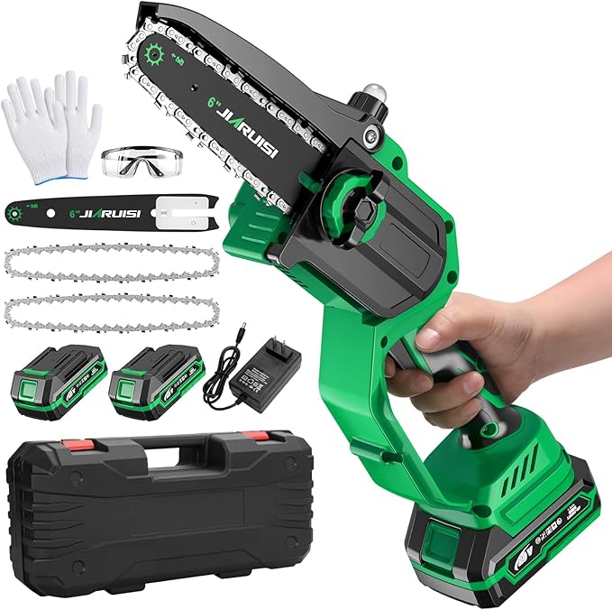 Mini Chainsaw 6 Inch Portable Electric Chainsaw Cordless with 2 Batteries, Handheld Small Chain Saw for Tree Branches, Courtyard, Household and Garden, Gifts for Men Dad Husband Women