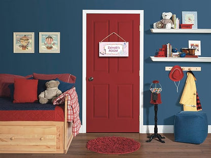 Personalized Name's Pretty Pink cartoon flower-butterfly Nursery Kid's Children's Girls Bedroom Door Sign Wood Plaque Sign Wall Decor Gift