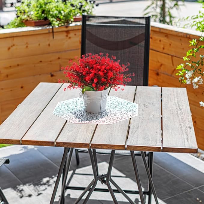 Fake Greenery Boxwood Plant Outdoor Artificial Flowers UV Resistant Fake Boxwood Plastic Plants Greenery Shrubs for Summer Indoor Outdoor Garden Patio Window Box Kitchen Home Decor(Red)
