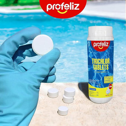 PROFELIZ Stabilized Chlorine Tablets 1 Inch for Swimming Pools,Hot Tub & Spa,Kills Bacteria and Stops Algae,Slow Dissolving,Perfect for Small Pools,1.35 lb